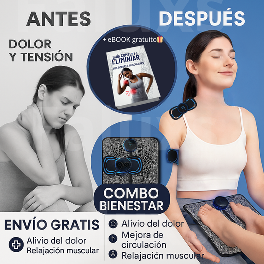 Combo Active Relax® Tapete Massageador + Mini Parche – Alivio de Dolores en Minutos + Ebook Grátis🎁